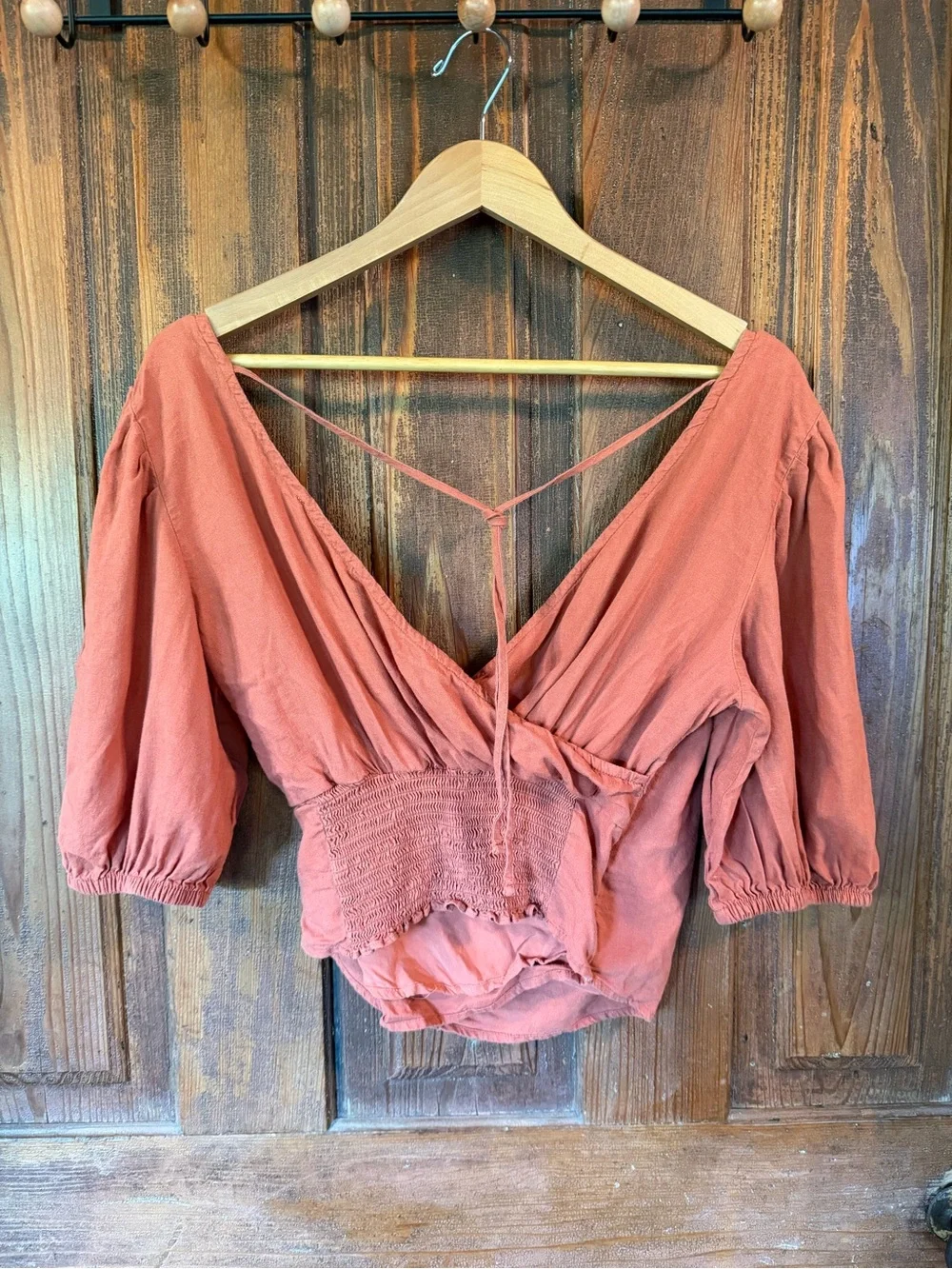 Abercrombie & Fitch Rust Wrap-Style Blouse